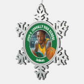 Green Basketball Player Photo Keepsake Gift Tin Sneeuwvlok Ornament (Rechts)