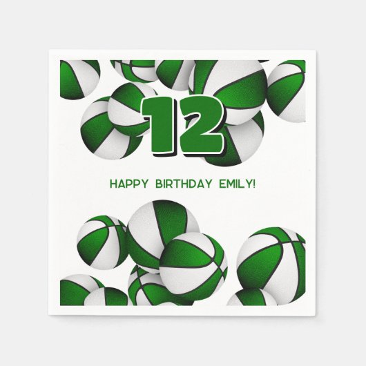 Green Basketballs Meisjes Jongens Sportfeest Servet (Voorkant)