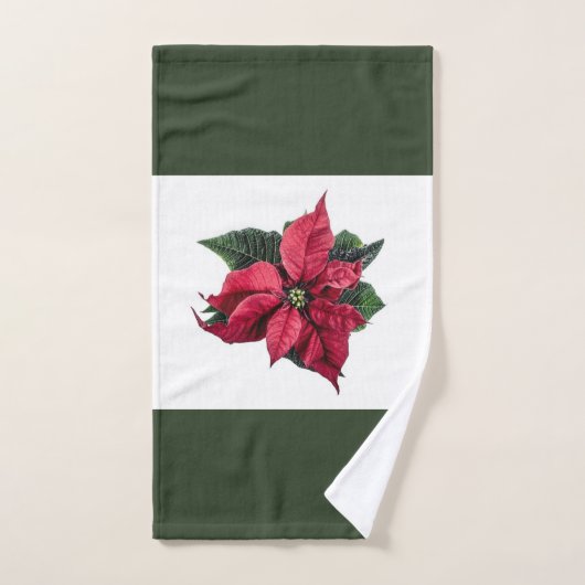 Green Bath Towel Set met Kerstmis Poinsettia Bad Handdoek (Handdoek)
