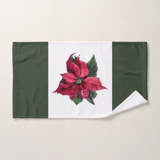 Green Bath Towel Set met Kerstmis Poinsettia Bad Handdoek (Handdoek)