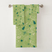 Green Bath Towels Set Bad Handdoek (Insitu)