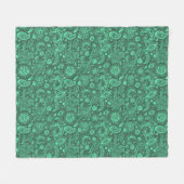 Green batik boho style floral paisley pattern fleece deken (Voorkant (Horizontaal))