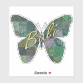 Green Batik Patchwork Butterfly Sticker (Vel)