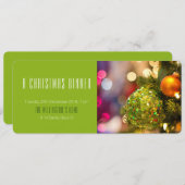 Green Bauble kerstuitnodiging Kaart (Voorkant / Achterkant)