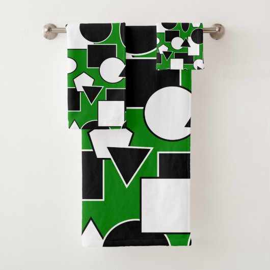 Green Bauhaus Collage Bad Handdoek (Insitu)