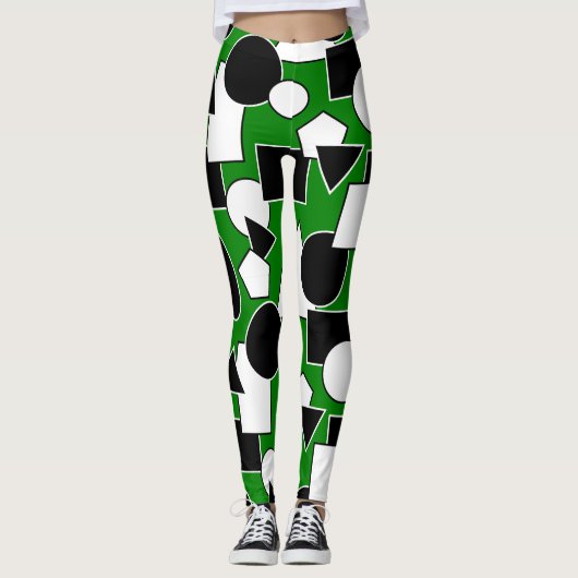 Green Bauhaus Collage Leggings (Voorkant)