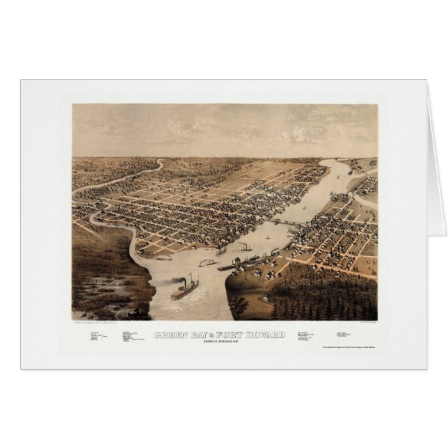 Green Bay, WI Panoramic Map - 1867 (Voorkant Horizontaal)