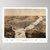 Green Bay, WI Panoramic Map - 1867 Poster (Voorkant)