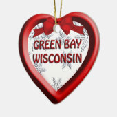 Green Bay Wisconsin Heart Kerstversiering Keramisch Ornament (Links)