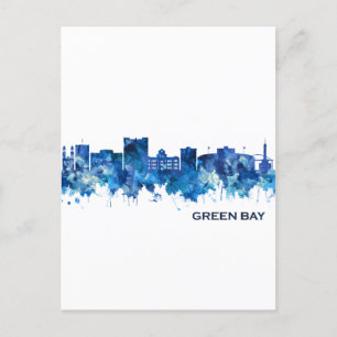 Green Bay Wisconsin Skyline Blue Feestdagenkaart