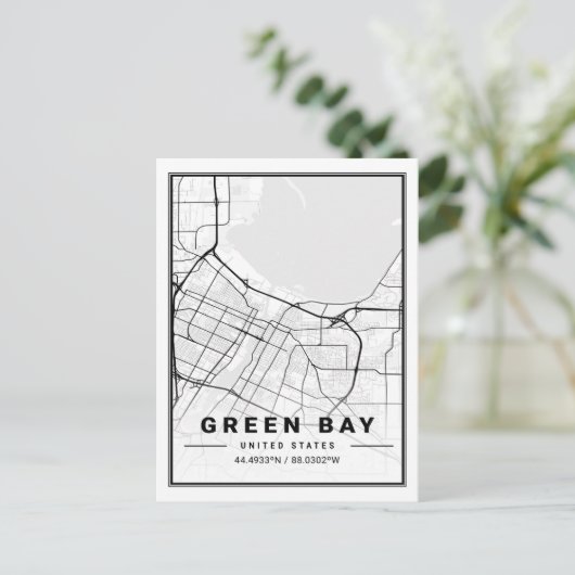 Green Bay Wisconsin USA Travel City Map Briefkaart (Staand voorkant)
