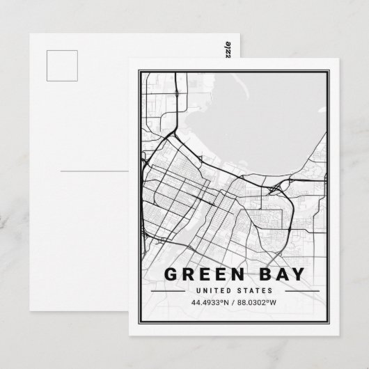 Green Bay Wisconsin USA Travel City Map Briefkaart (Voorkant / Achterkant)