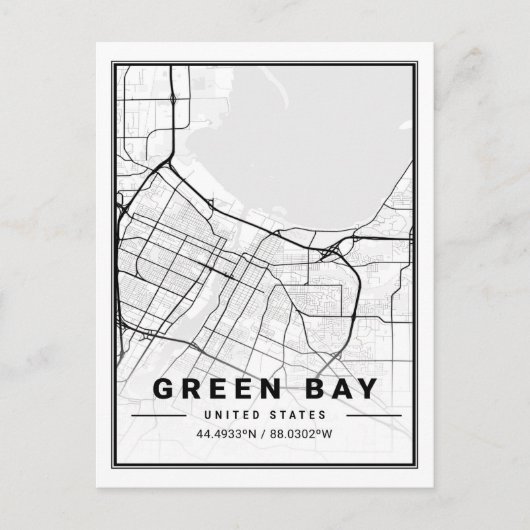 Green Bay Wisconsin USA Travel City Map Briefkaart (Voorkant)