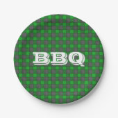 Green BBQ Monogram Check Small Paper Bord (Voorkant)