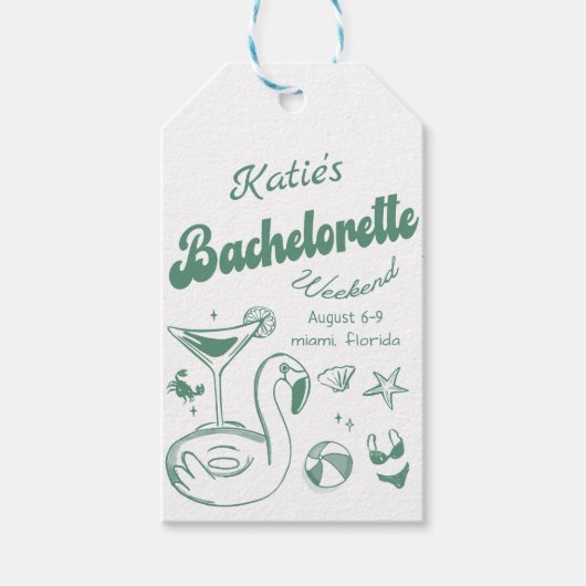 Green Beach Bachelorette Weekend Cadeau Label Cadeaulabel (Voorkant)