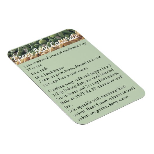 Green Bean Casserole Recipe Magnet refridgerator Magneet (Rechterzijde)
