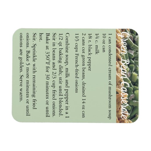 Green Bean Casserole Recipe Magnet refridgerator Magneet (Horizontaal)