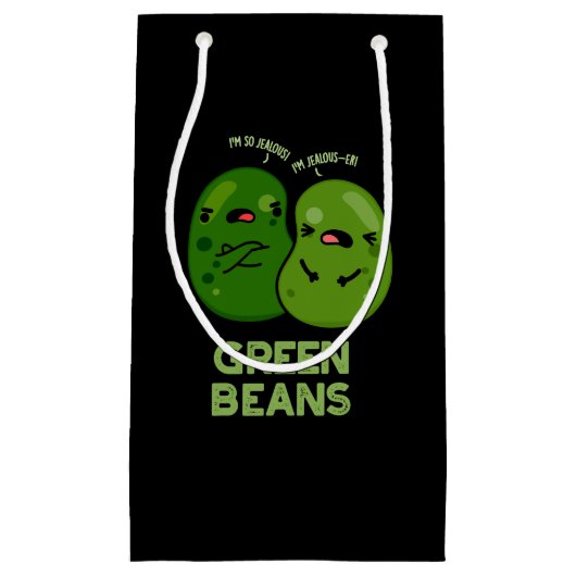 Green Beans Funny Jealous Bean Pun Dark BG Klein Cadeauzakje (Voorkant)