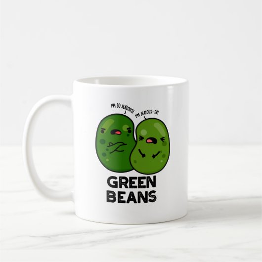 Green Beans Funny Jealous Bean Pun Koffiemok (Links)