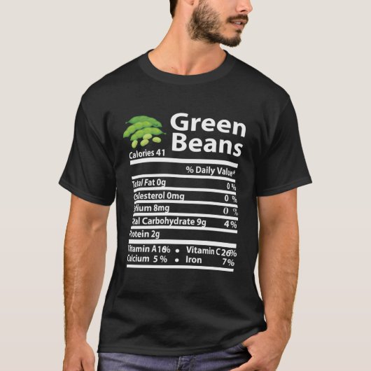 Green Beans Nutrition Fact Thanksgiving Christmas T-shirt (Voorkant)