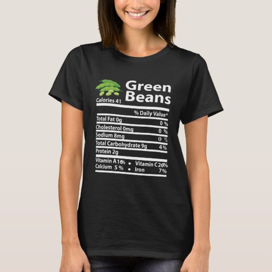 Green Beans Nutrition Fact Thanksgiving Christmas T-shirt (Voorkant)