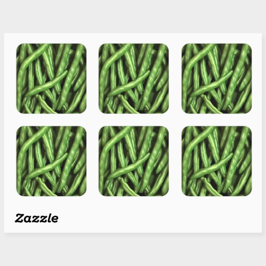 Green Beans Square Sticker (Vel)