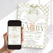 Green Bear Bearly Wait Baby Shower Kaart