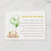 Green Bearly Wait Ballonboeken voor Baby shower Informatiekaartje (Voorkant)