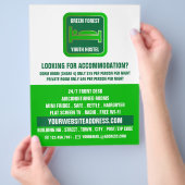 Green Bed Logo, Hostel Accommodatie Adverteren Flyer (Hand)