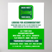 Green Bed Logo, Hostel Accommodatie Adverteren Poster (Voorkant)