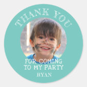 Green Bedankt Birthday Boy Foto Ronde Sticker (Voorkant)