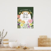 Green Bee en Wildflower Baby shower Welkom Poster (Keuken)