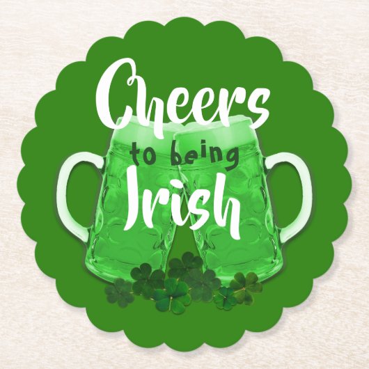 Green Beer Cheers Irish St. Patricks Day Kartonnen Onderzetters (Voorkant)