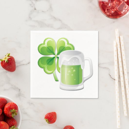 Green Beer en Shamrock Paper Napkin Servetten (Insitu)