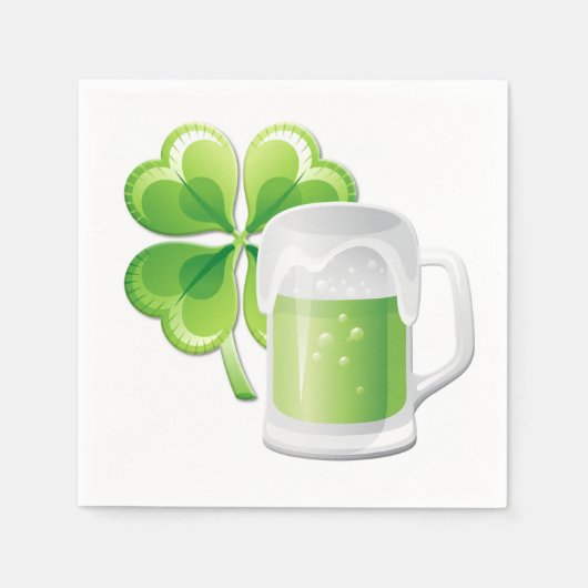 Green Beer en Shamrock Paper Napkin Servetten (Voorkant)