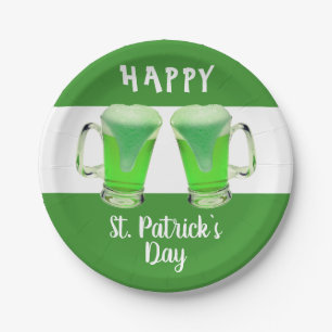 Green Beer Glass Happy St. Patrick's day Borden Papieren Bordje