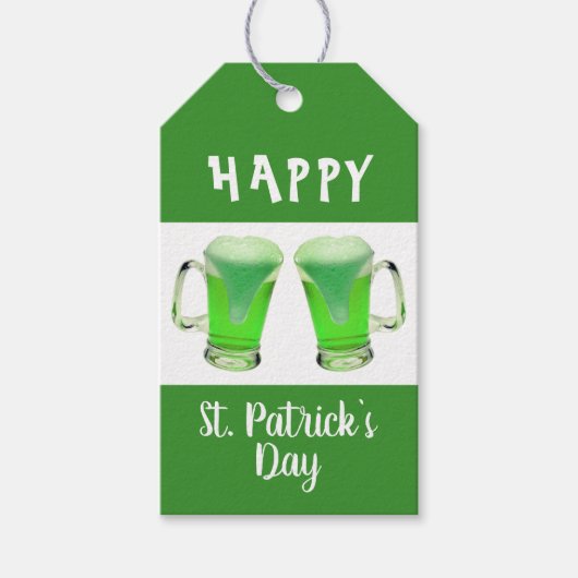 Green Beer Glass Happy St. Patrick's day Cadeaulabel (Voorkant)