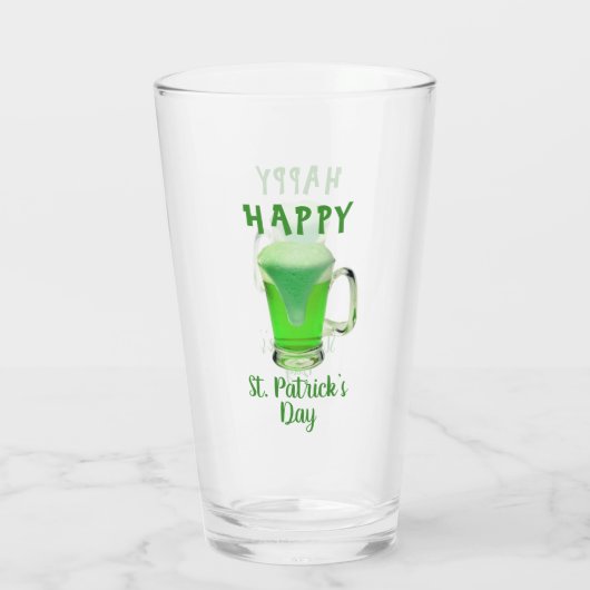Green Beer Glass Happy St. Patrick's day Glas (Achterkant)