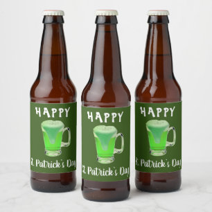 Green Beer Glass Happy St. Patrick's day Party Bier Etiket