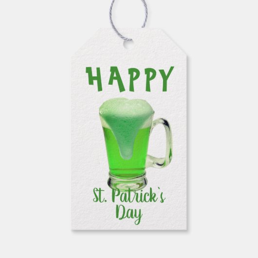 Green Beer Glass Happy St. Patrick's day Party Cadeaulabel (Achterkant)