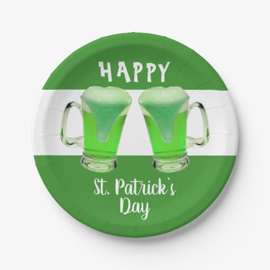 Green Beer Glass Happy St. Patrick's day Party Papieren Bordje (Voorkant)