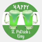 Green Beer Glass Happy St. Patrick's day Ronde Sticker (Voorkant)