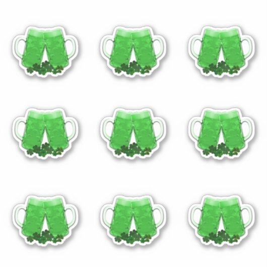 Green Beer Irish Shamrocks St. Patricks Day Sticker (Voorkant)