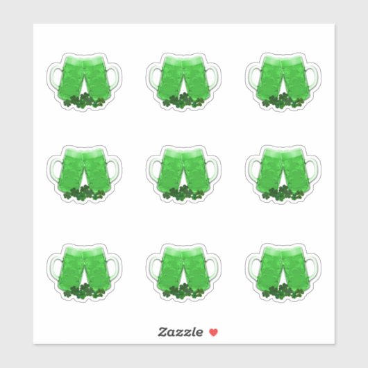 Green Beer Irish Shamrocks St. Patricks Day Sticker (Vel)