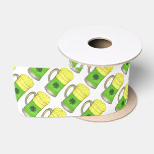 Green Beer Mok Shamrock Saint Paddy's Day Satijnen Lint