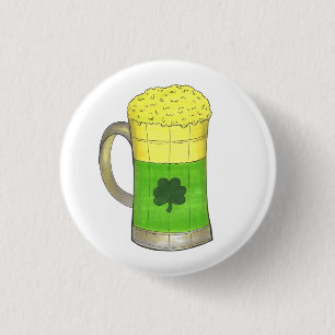 Green Beer Mok Shamrock Saint Patrick's Day Luck Ronde Button 3,2 Cm