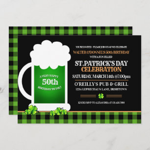 Green Beer St. Patricks Day Adult Birthday Party Kaart