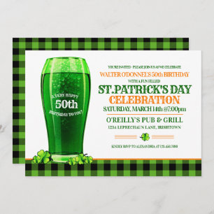 Green Beer St. Patricks Day Adult Birthday Party Kaart