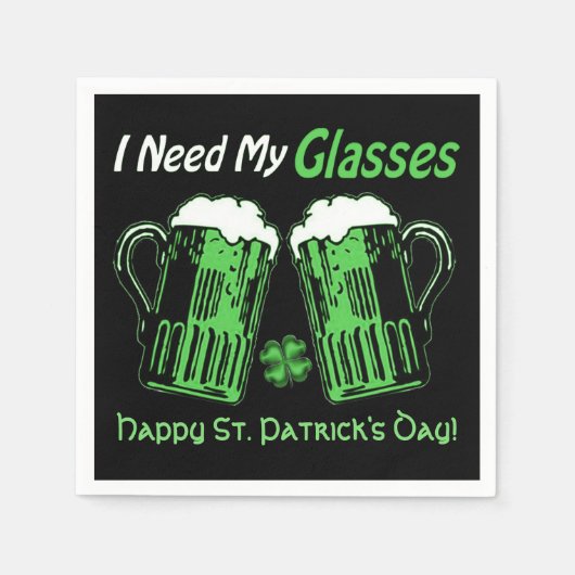 Green Beer St. Patrick's Day Green & Black Napkins Servetten (Voorkant)