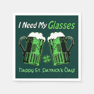 Green Beer St. Patrick's Day Green Napkins Servet